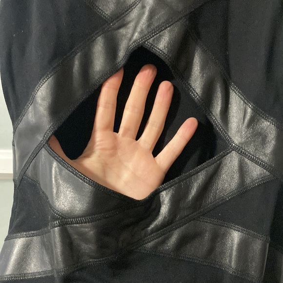 *last call* SANDRO bodycon black dress with leather accents - Picture 6 of 9